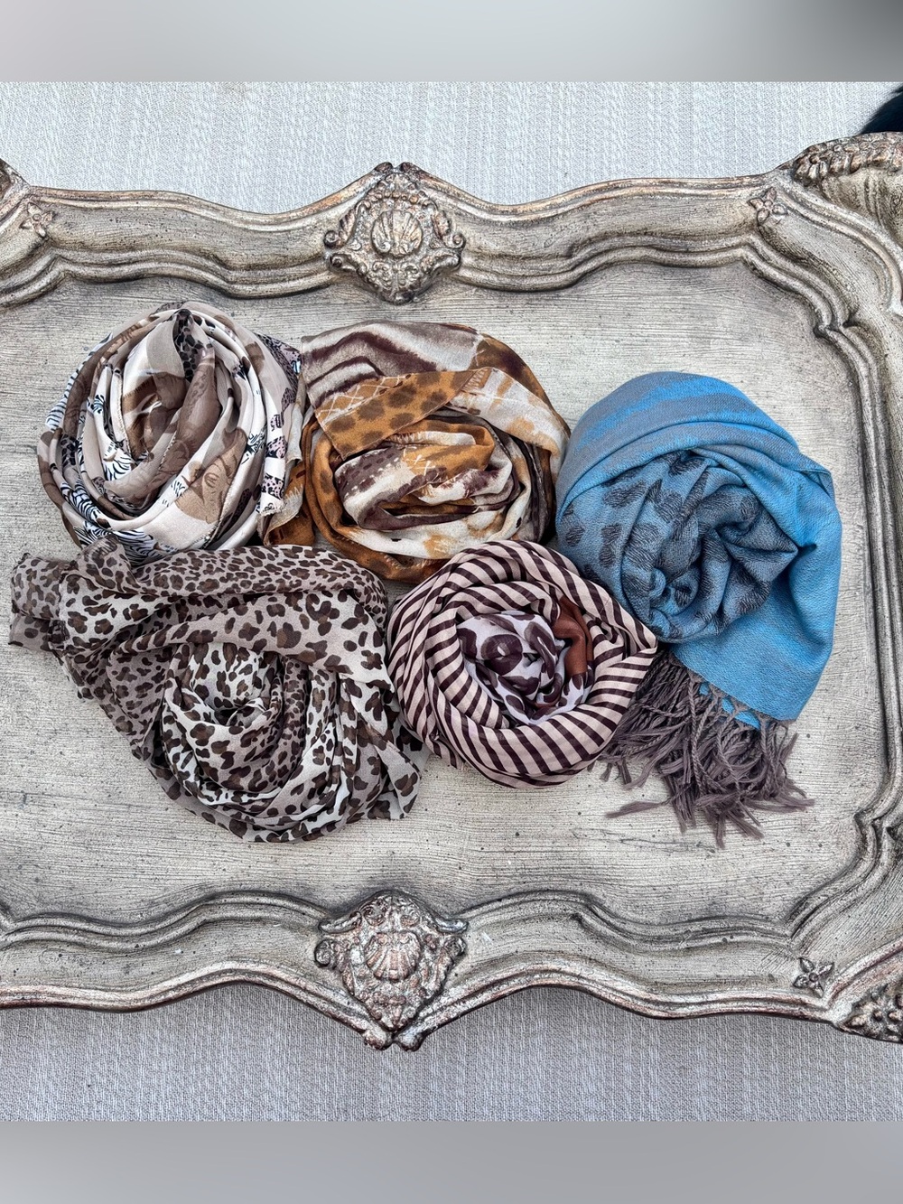 Animal Print Scarf Lot of 5 | Leopard cheetah Safari Scarves